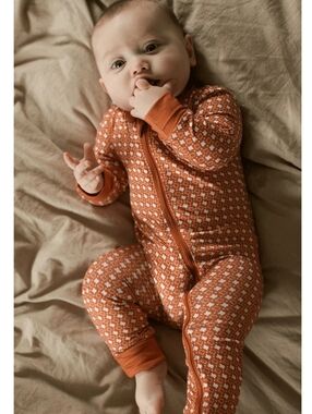 Burlebo Baby Zip Up In Texas Orange & White